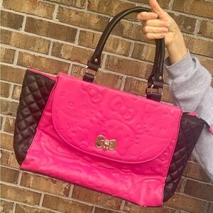 Hello Kitty Pink and Black Quilted Satchel